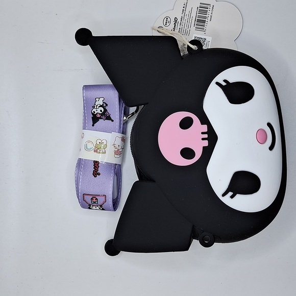 Black kuromi silicone purse shoulder bag pink skull - Picture 6 of 8